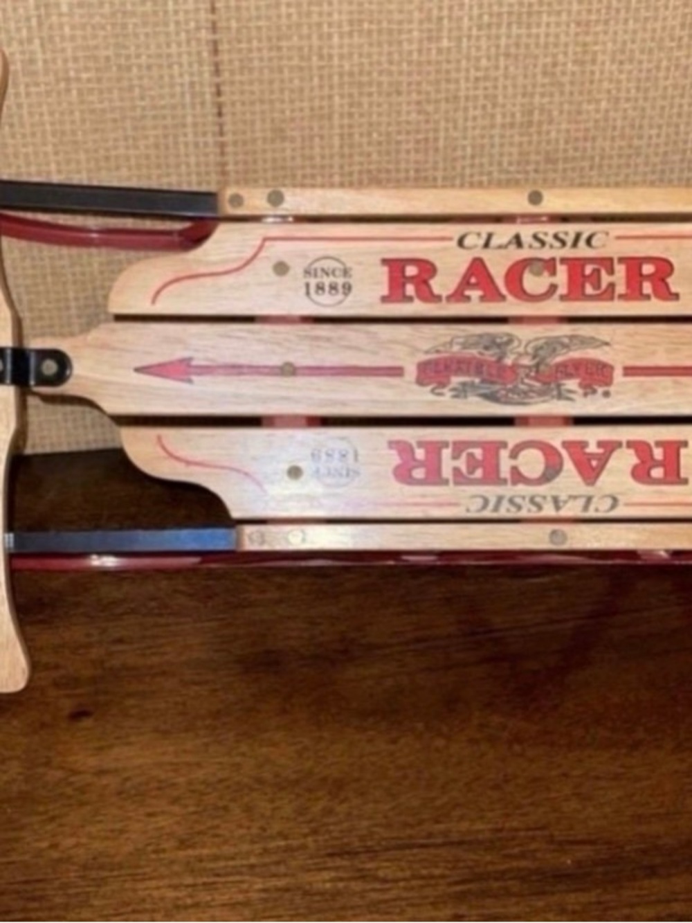 Classic Racer Wooden Sled - Red, Natural Wood, Black